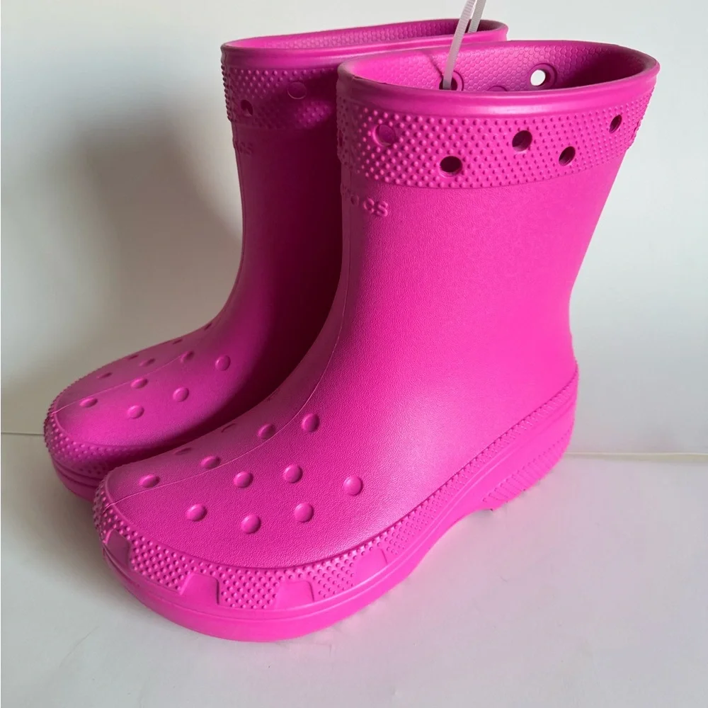 CROCS Kids Fuchsia Rain Boots - Picture 1 of 3
